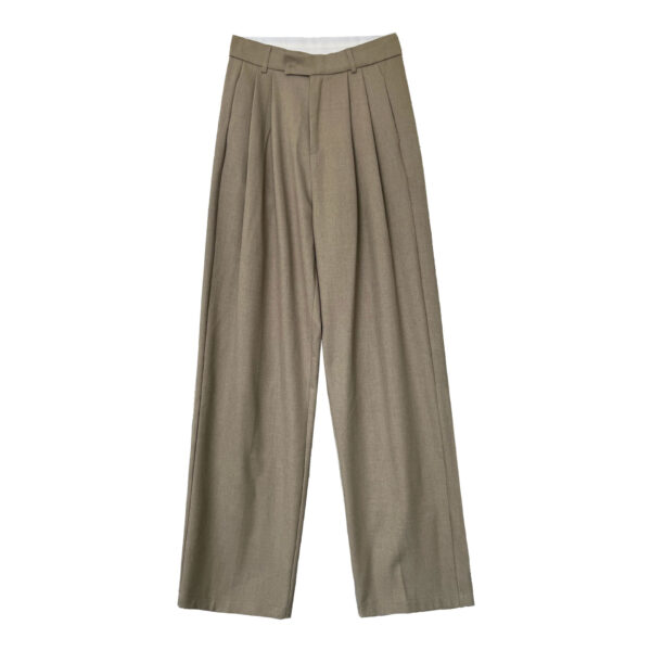 Loose Minimalist Old Money Style Mopping Suit Pants For Women - Image 5