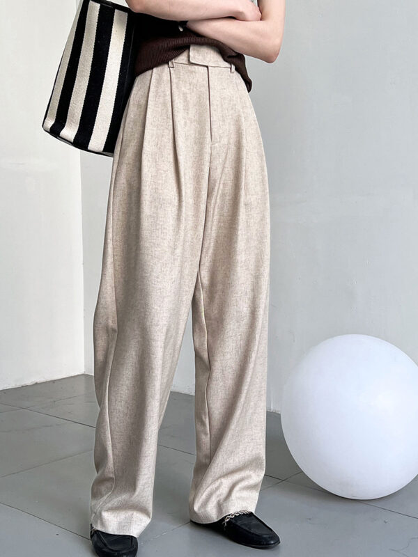 Loose Minimalist Old Money Style Mopping Suit Pants For Women - Image 4